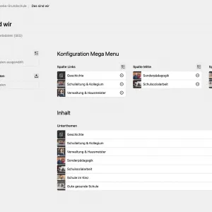 Einfache Konfiguration der Website-Naviagtion im Backend für die Miriam-Makeba-Grundschul-Website