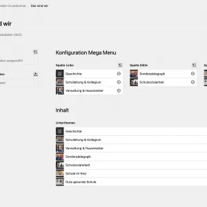 Einfache Konfiguration der Website-Naviagtion im Backend für die Miriam-Makeba-Grundschul-Website