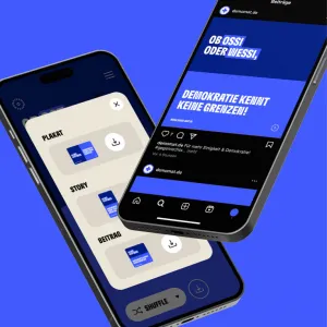 Die generierten Botschaften lassen sich in unterschiedlichen Formaten herunterladen und anschließend einfach auf Social Media teilen.