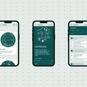 The kommpendium’s mobile screens ensure optimal use of the site - even on the move. Whether it’s the project tiles, the project page itself with audio track or quickly jumping to the project page using the table of contents