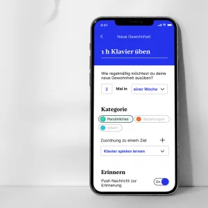 Creating a new habit, the regularity and other details can be set directly via the app