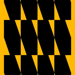 A geometric W-pattern in orange and black that gives the brand a clear and recognizable visual identity