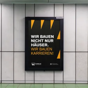 City-Light poster with a clear typographic hierarchy that conveys the recruitment message “We don't just build houses. We build careers!” in a way that is easy to grasp and inspiring