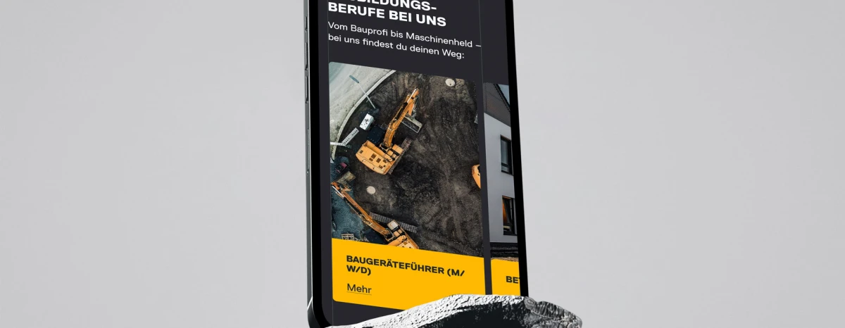 Mobile job view with a large image area and clear typography, displaying apprenticeship positions at F. Winkler in large tiles