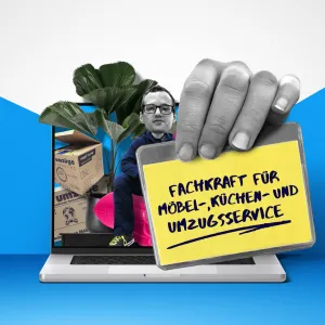 Zapf wirbt für Fachkraft für Möbel-, Küchen- und Umzugsservice im Collagen Stil